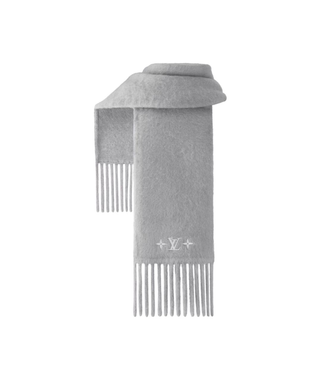 LOUIS VUITTON Серый шерстяной шарф, фото 2