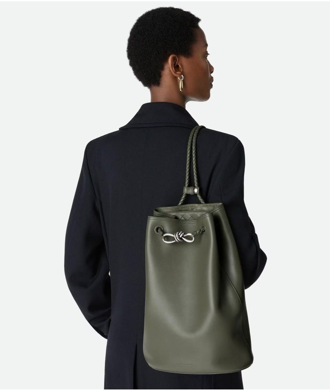 BOTTEGA VENETA Зеленый кожаный рюкзак, фото 2