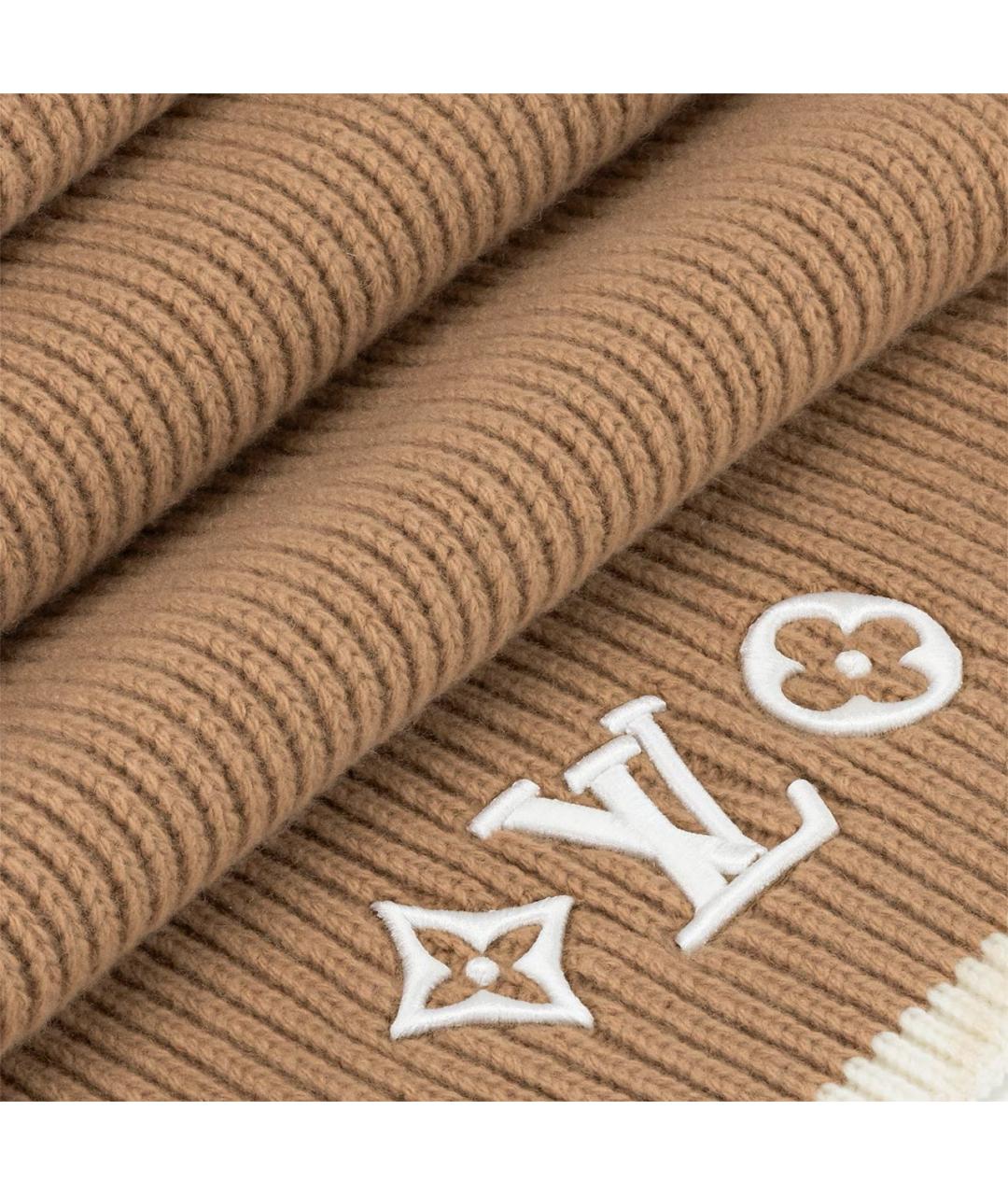 LOUIS VUITTON Коричневый шерстяной шарф, фото 3