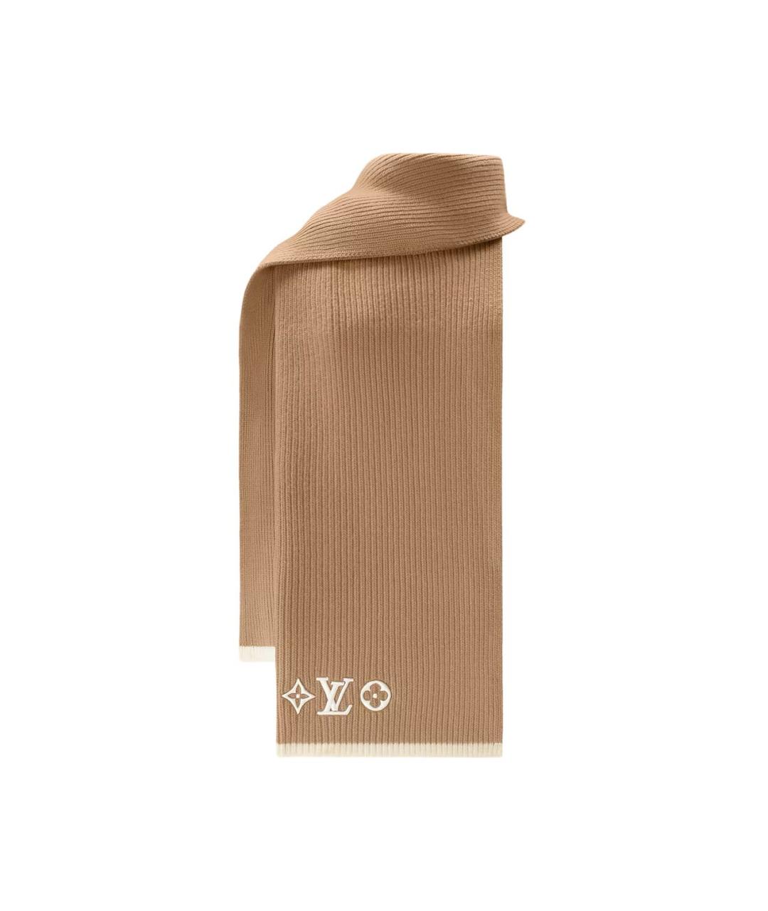 LOUIS VUITTON Коричневый шерстяной шарф, фото 2