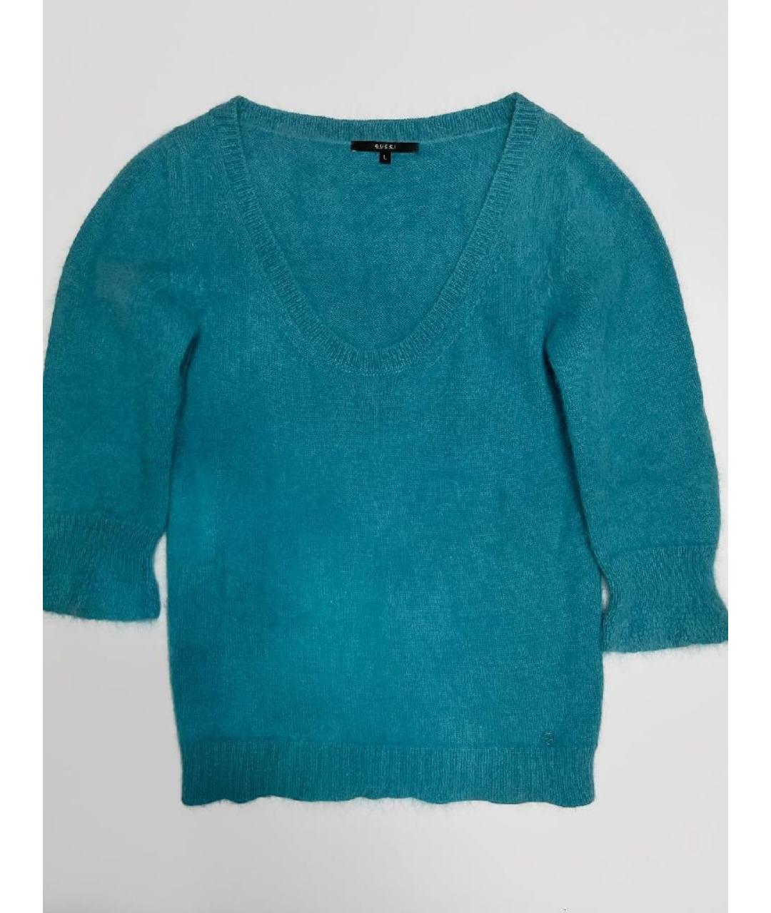 GUCCI Бирюзовый шерстяной джемпер / свитер, фото 7