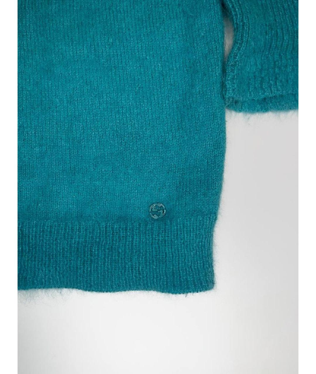 GUCCI Бирюзовый шерстяной джемпер / свитер, фото 5