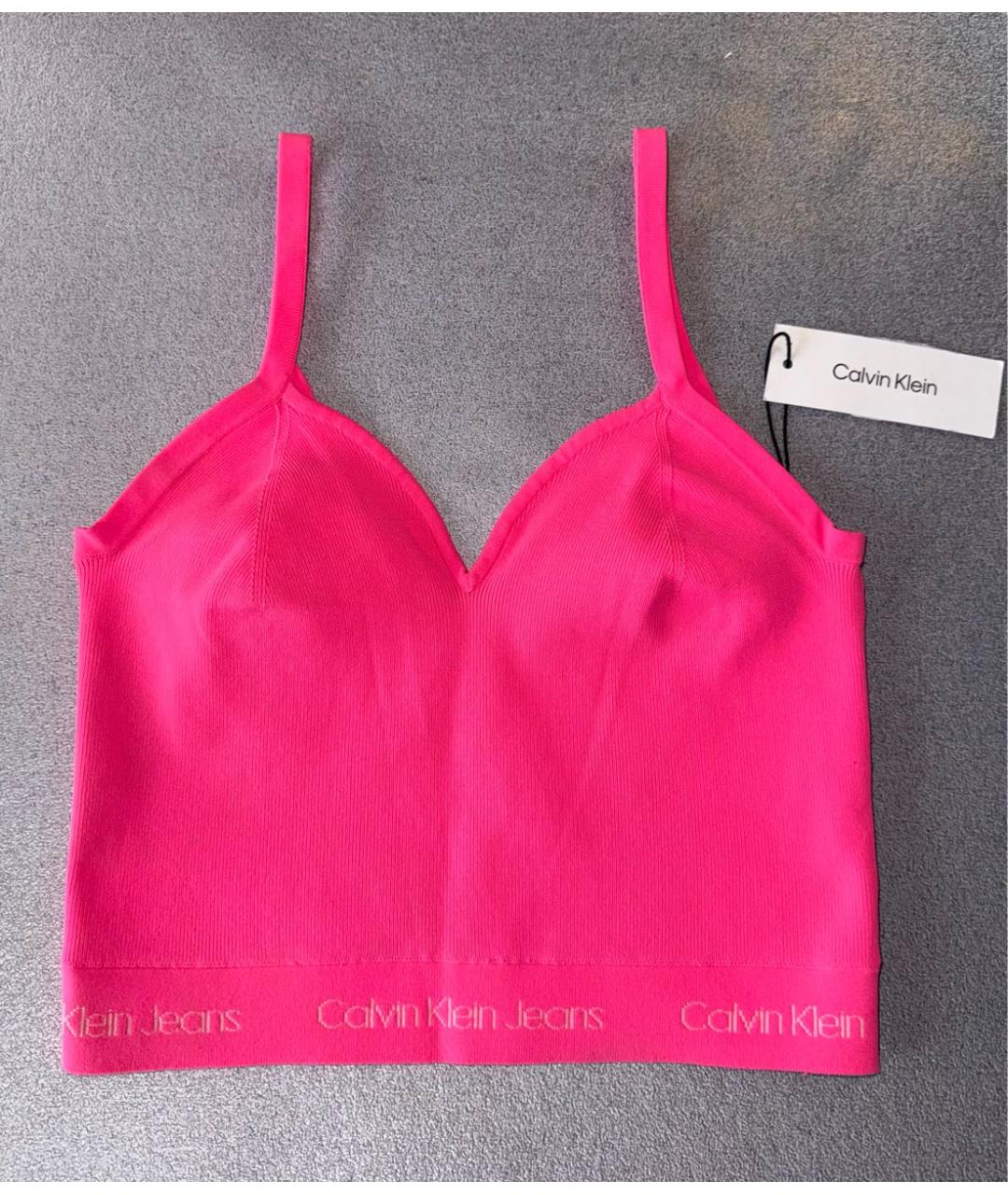 CALVIN KLEIN Фуксия полиэстеровая майка, фото 3