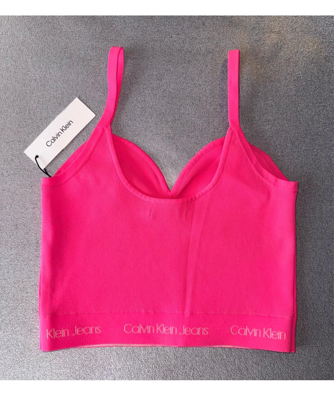 CALVIN KLEIN Фуксия полиэстеровая майка, фото 2