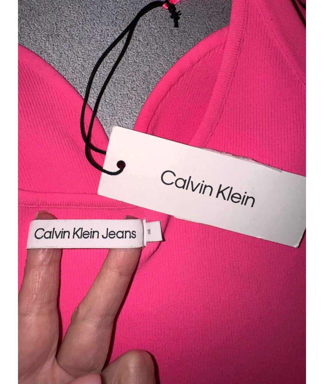 CALVIN KLEIN Фуксия полиэстеровая майка, фото 4