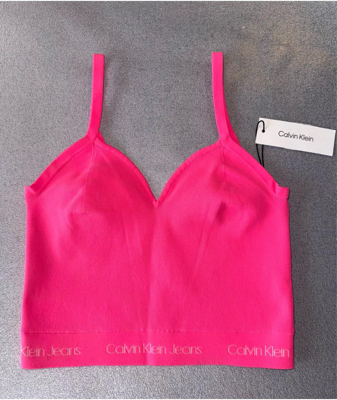 CALVIN KLEIN Фуксия полиэстеровая майка, фото 9