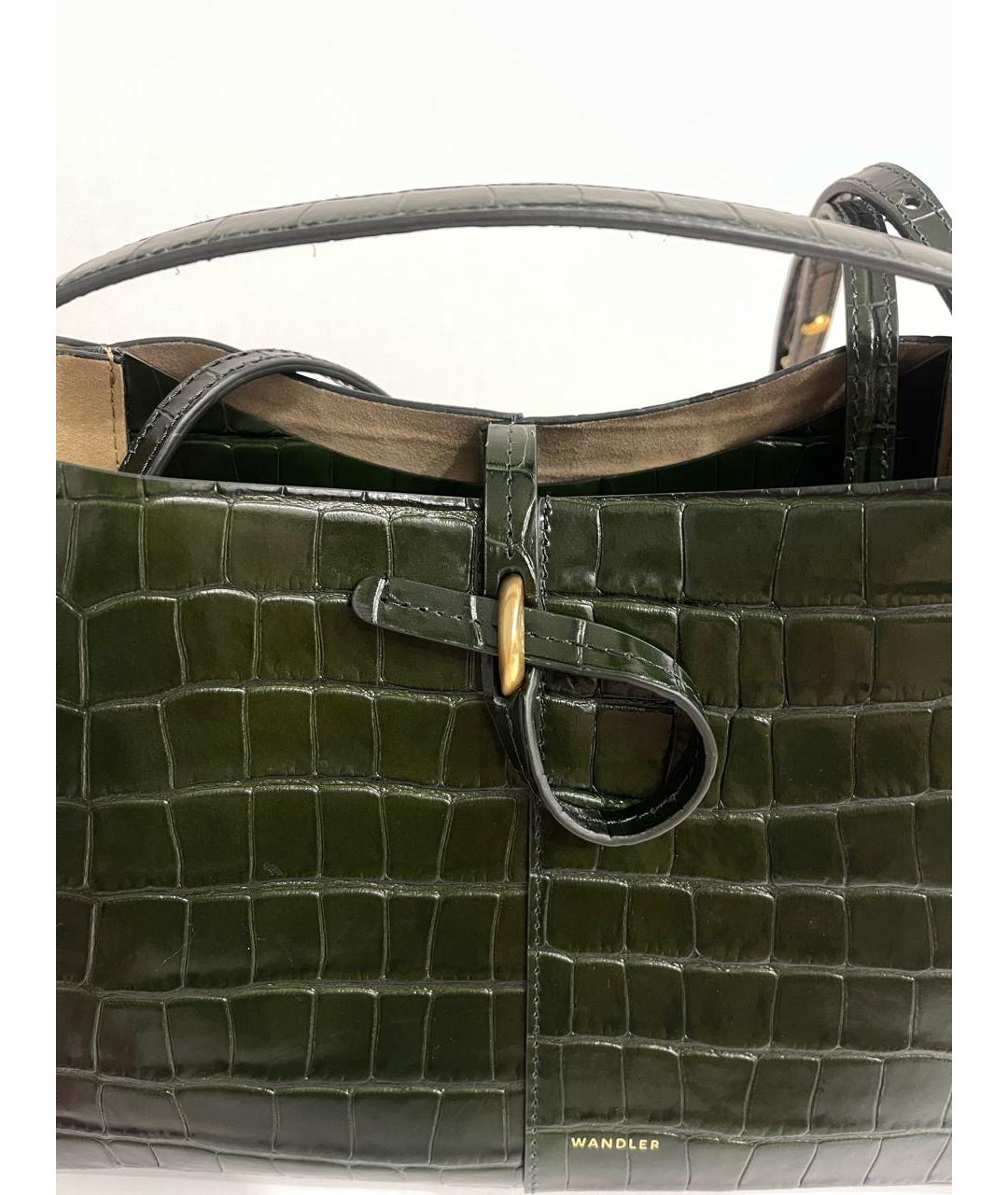 WANDLER Зеленая кожаная сумка с короткими ручками, фото 2