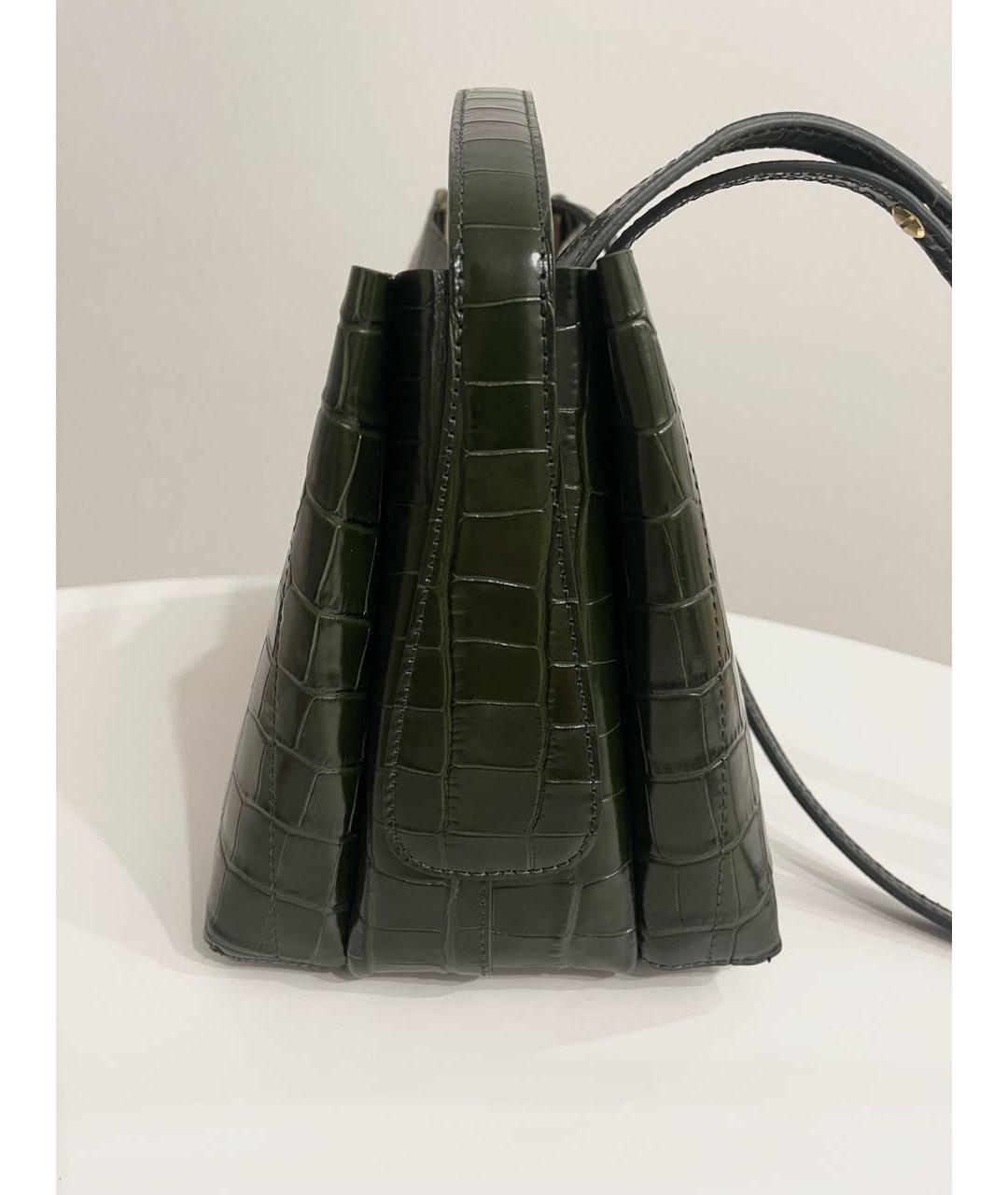 WANDLER Зеленая кожаная сумка с короткими ручками, фото 3