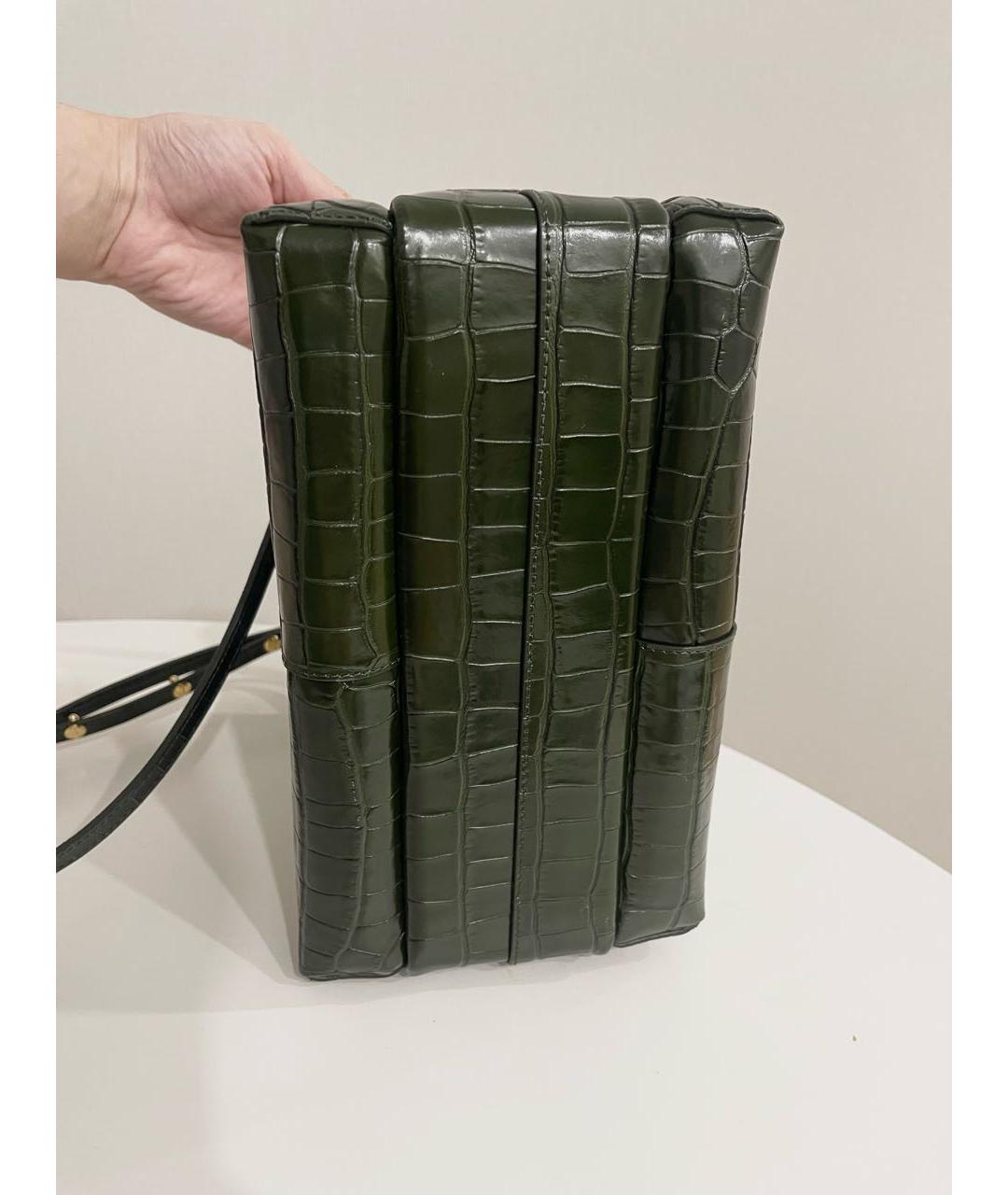 WANDLER Зеленая кожаная сумка с короткими ручками, фото 4