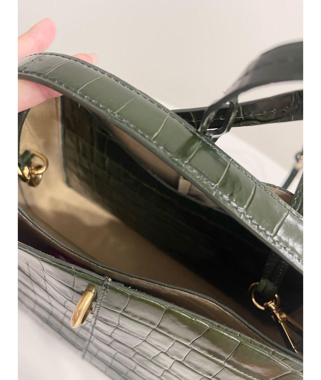 WANDLER Зеленая кожаная сумка с короткими ручками, фото 5