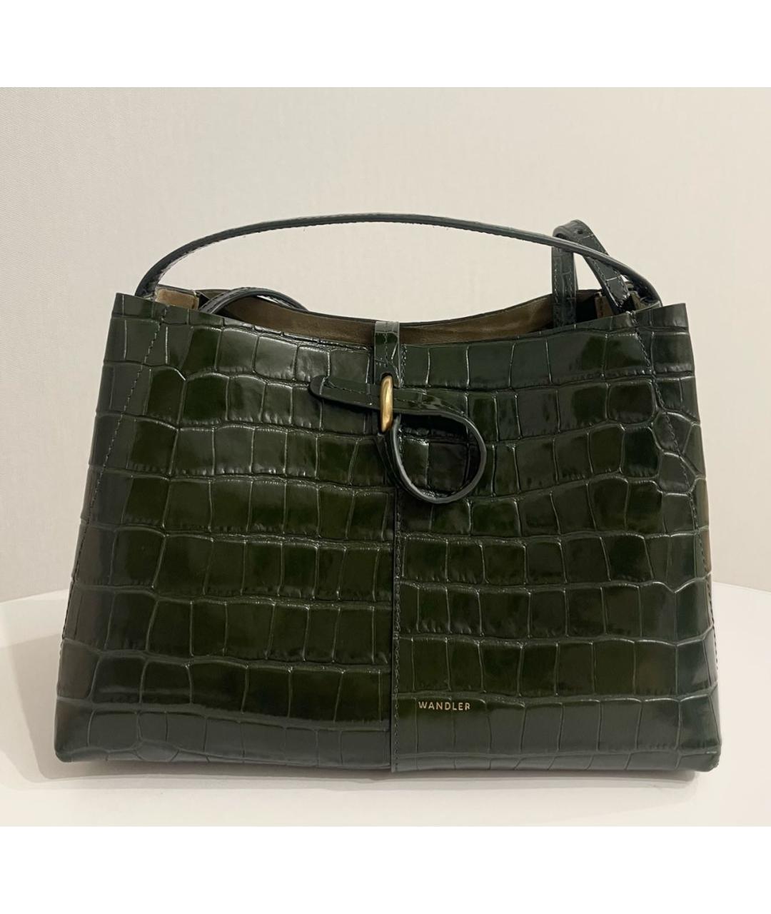 WANDLER Зеленая кожаная сумка с короткими ручками, фото 6