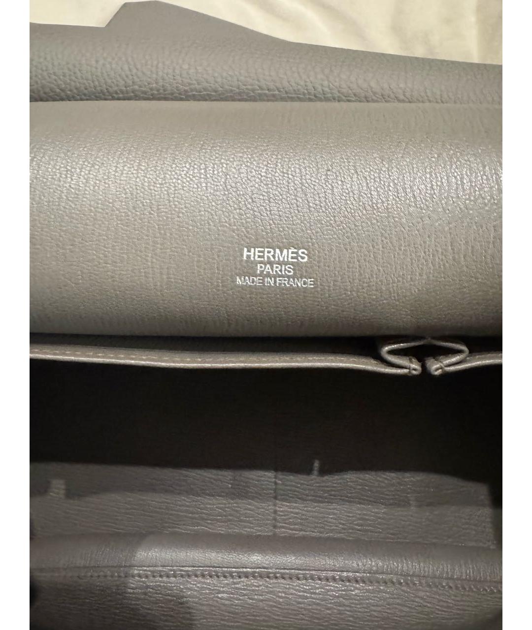 HERMES Серая кожаная сумка через плечо, фото 5