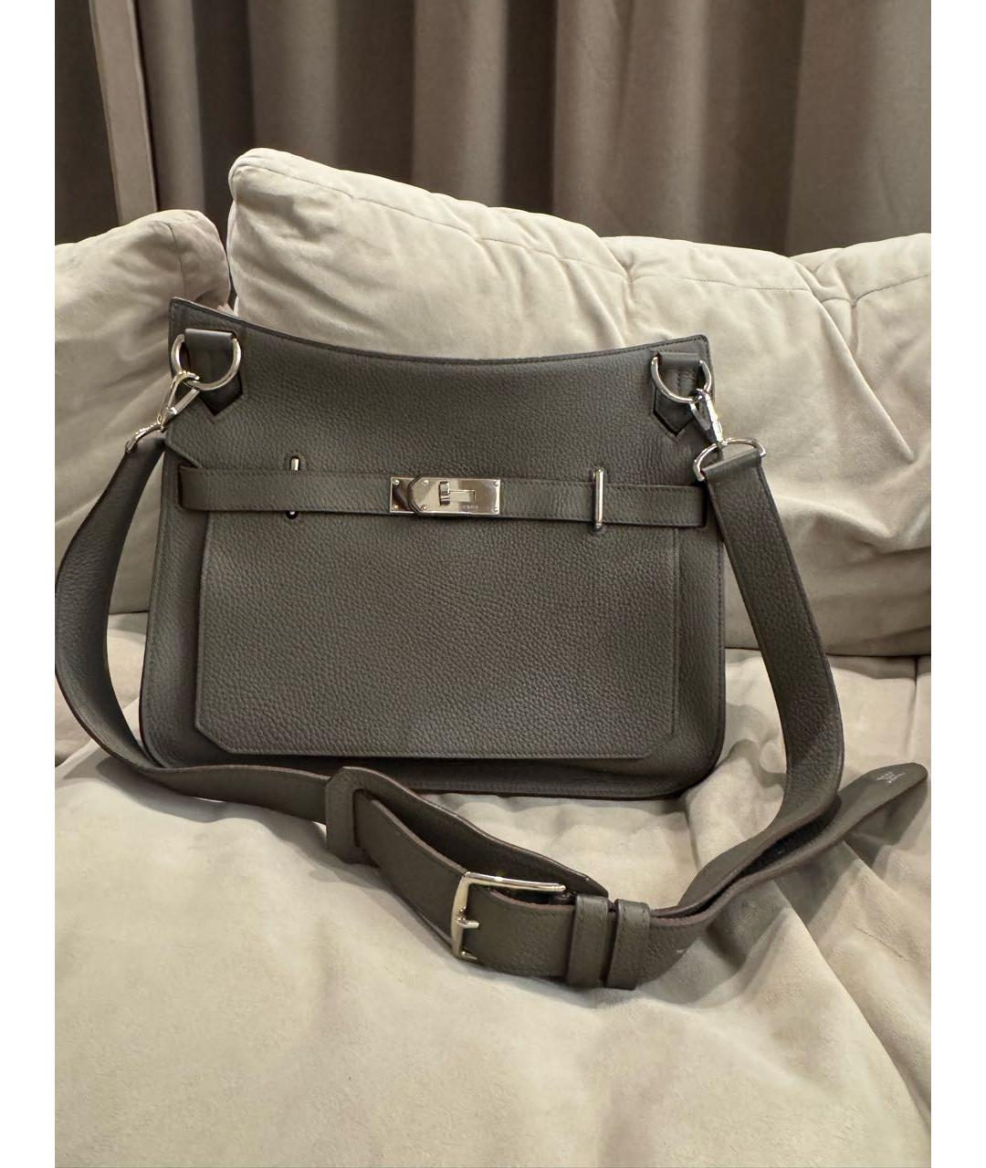 HERMES Серая кожаная сумка через плечо, фото 7
