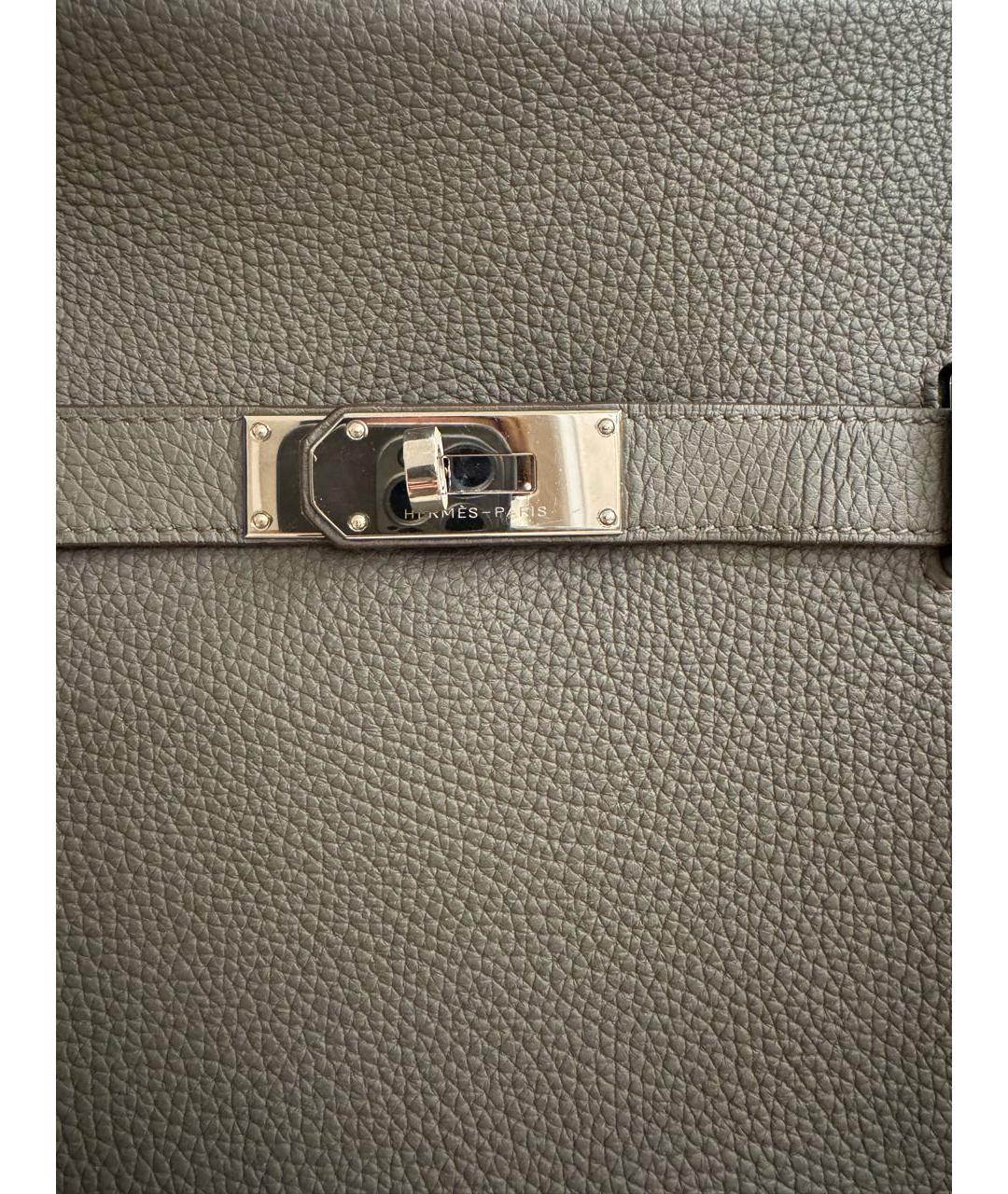 HERMES Серая кожаная сумка через плечо, фото 6