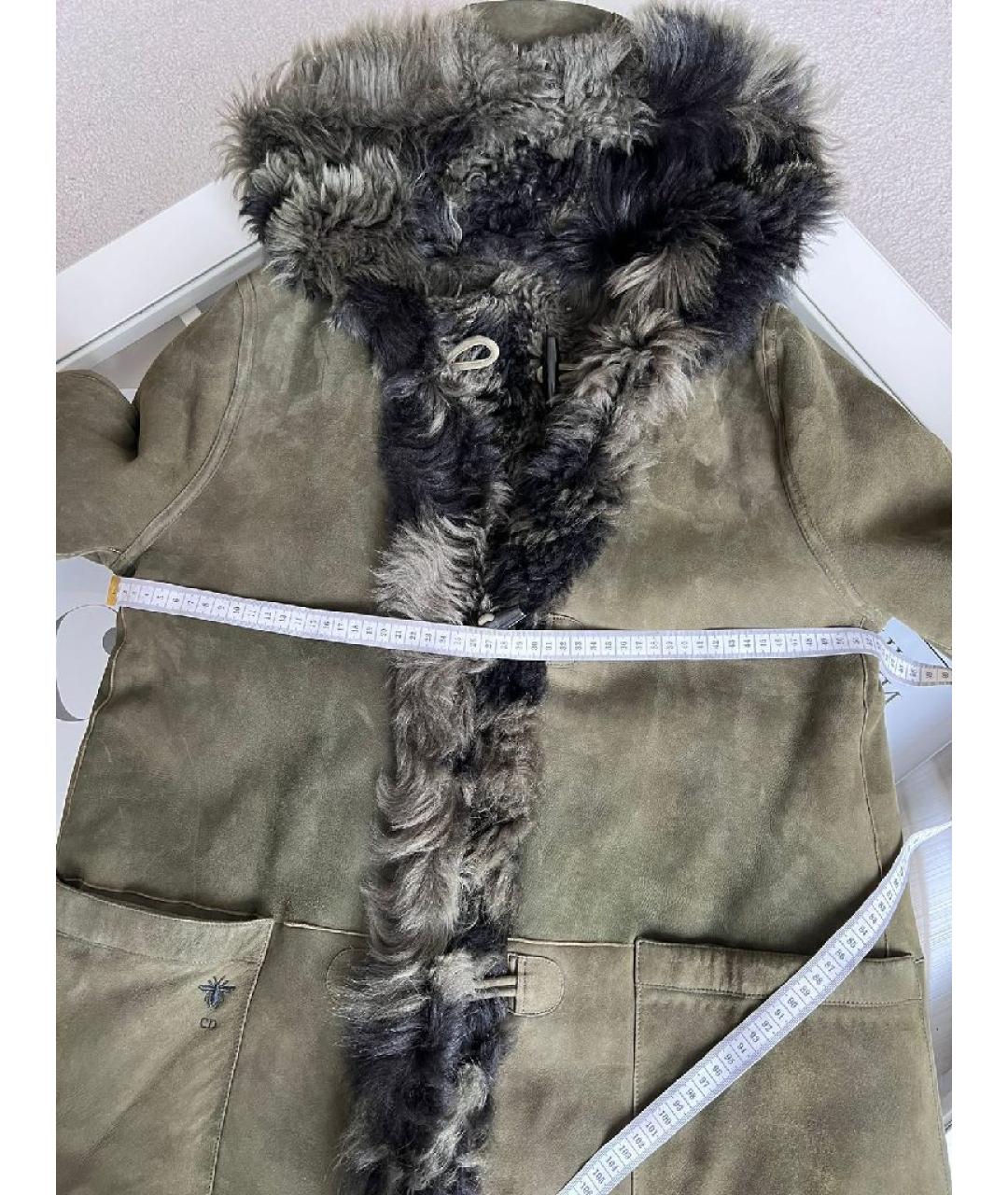 CHRISTIAN DIOR Хаки меховая дубленка, фото 7