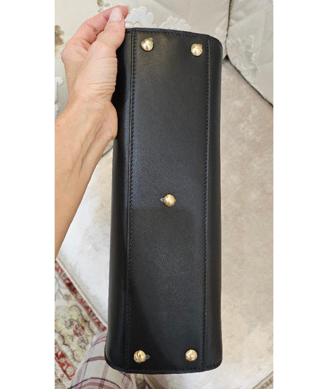 FENDI Черная кожаная сумка с короткими ручками, фото 5