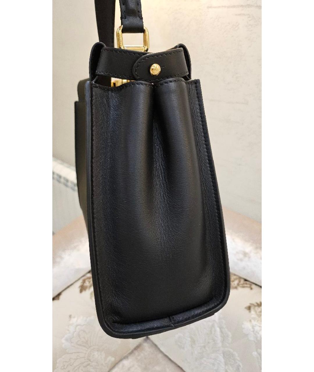 FENDI Черная кожаная сумка с короткими ручками, фото 3