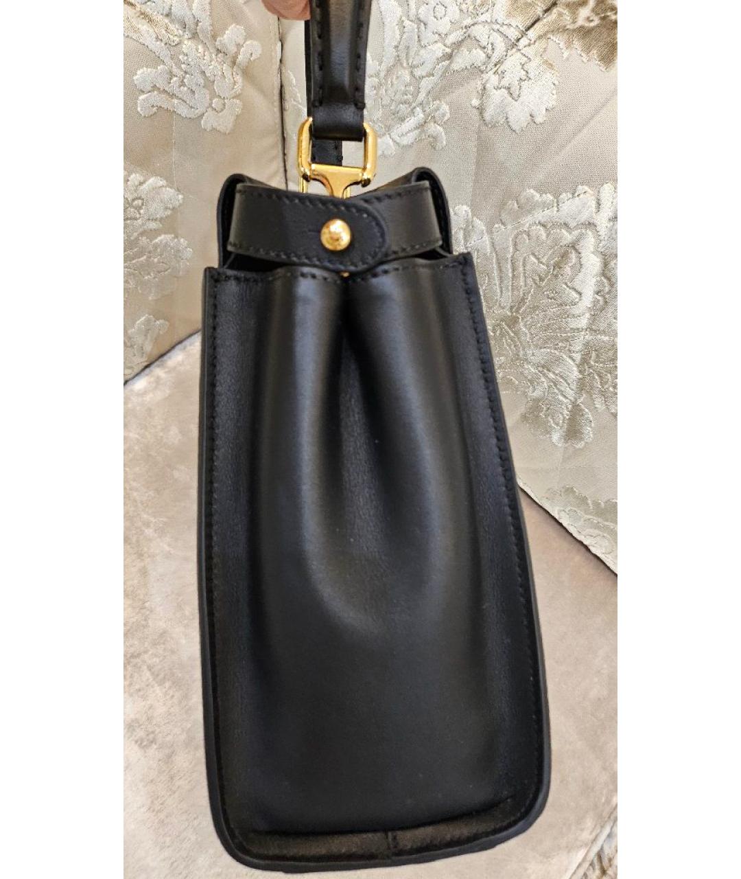 FENDI Черная кожаная сумка с короткими ручками, фото 4