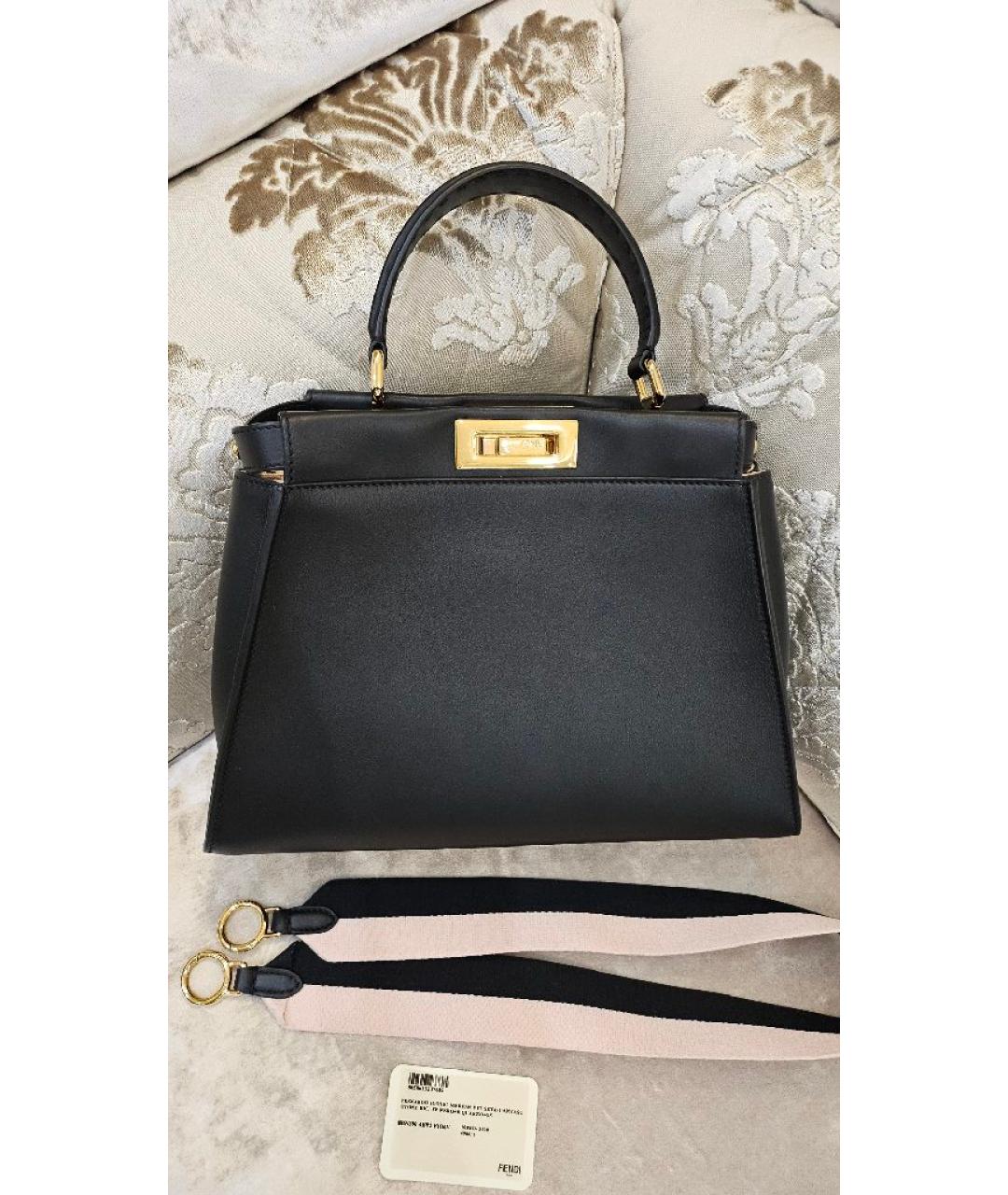 FENDI Черная кожаная сумка с короткими ручками, фото 2