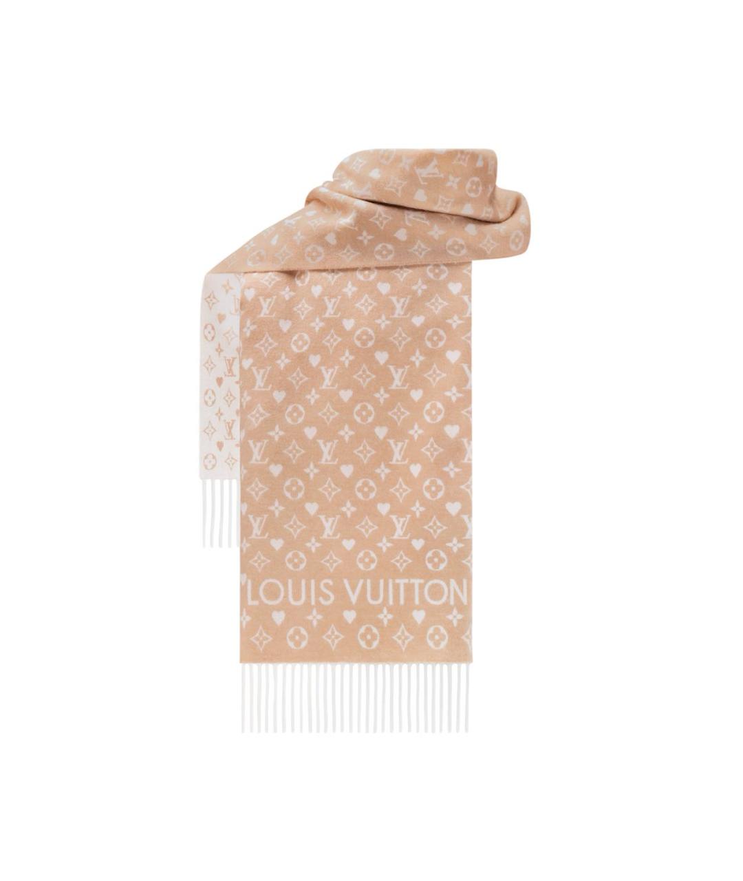 LOUIS VUITTON Бежевый шерстяной шарф, фото 2
