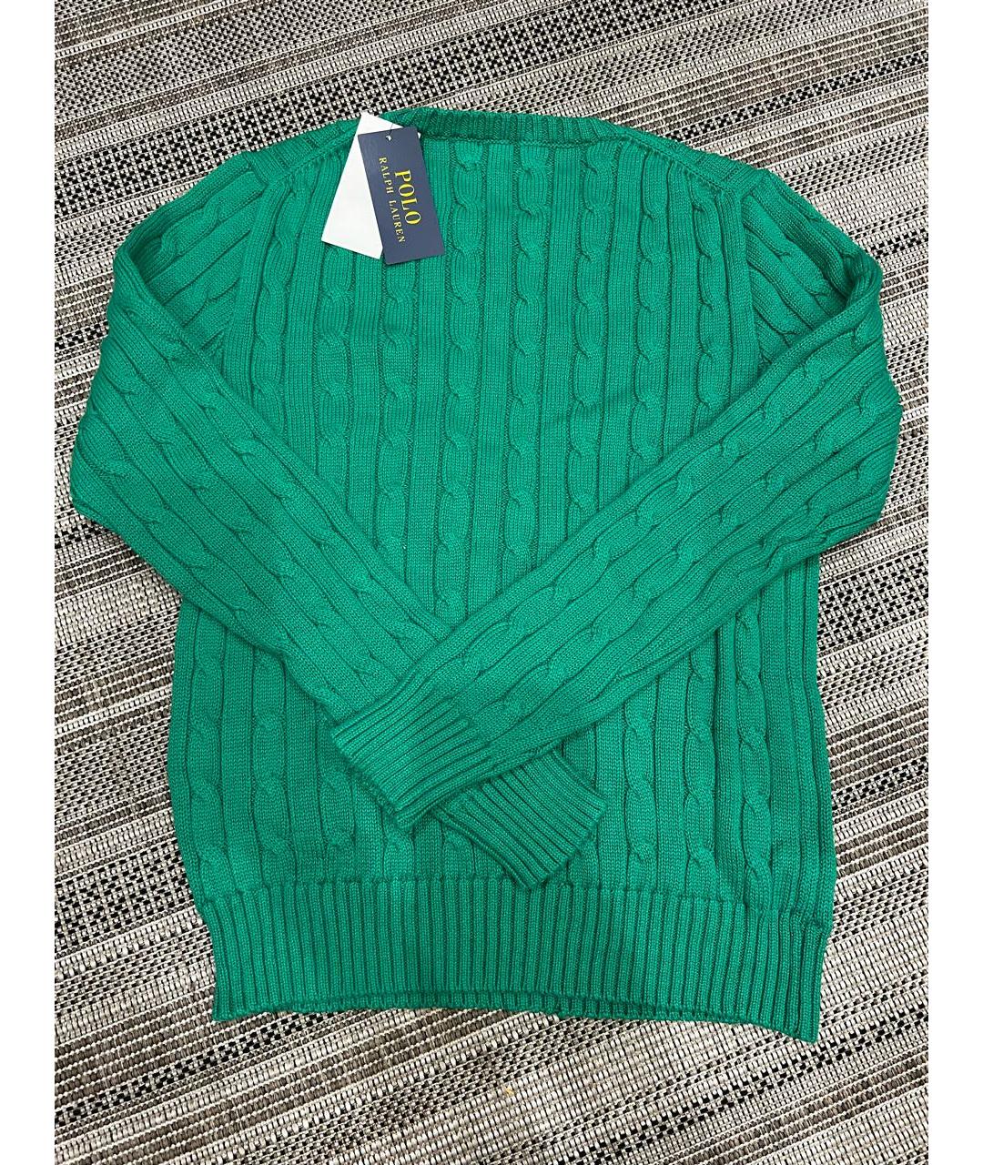 POLO RALPH LAUREN Зеленый хлопковый джемпер / свитер, фото 2