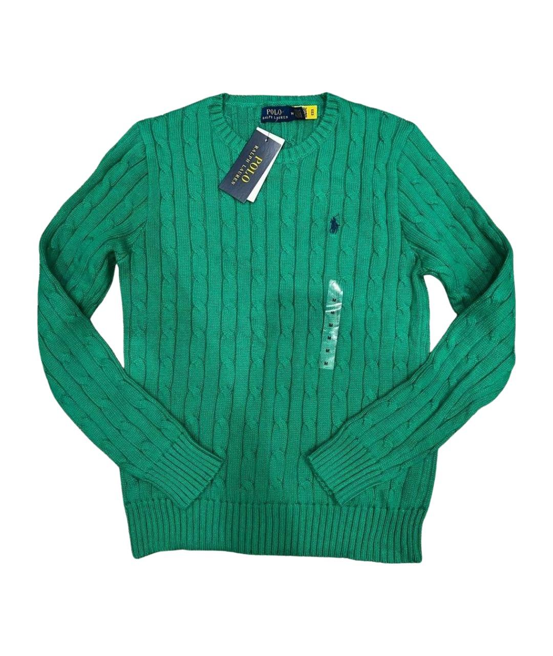 POLO RALPH LAUREN Зеленый хлопковый джемпер / свитер, фото 1