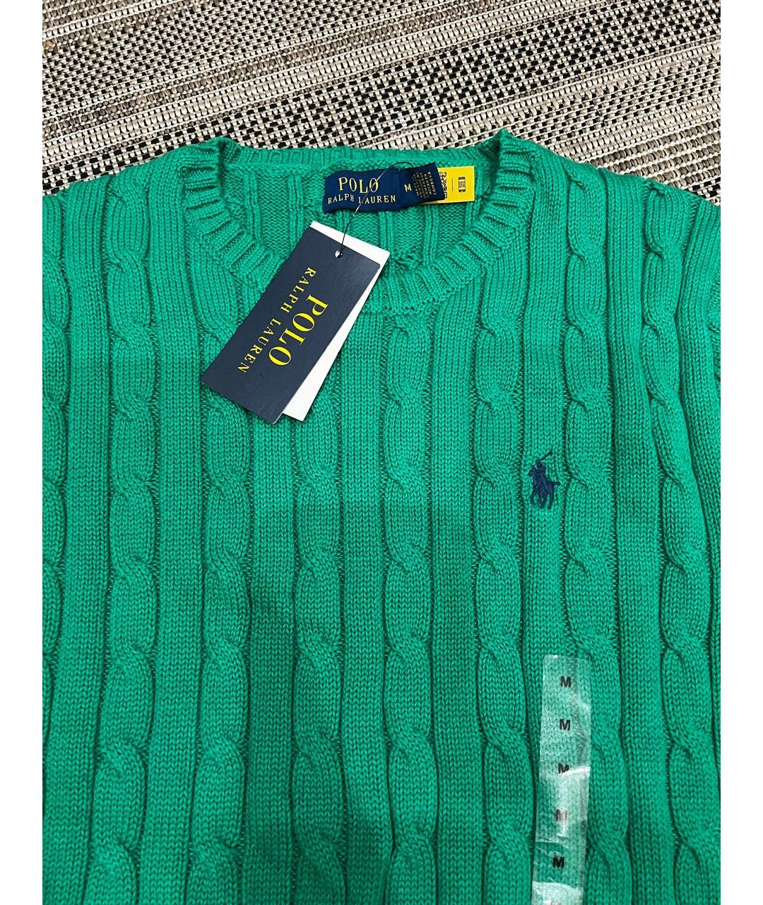 POLO RALPH LAUREN Зеленый хлопковый джемпер / свитер, фото 3