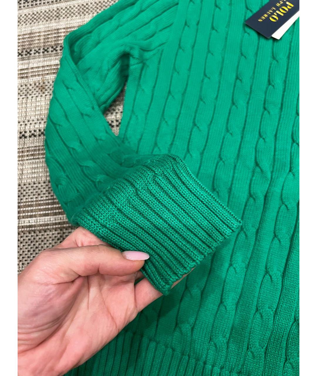 POLO RALPH LAUREN Зеленый хлопковый джемпер / свитер, фото 4