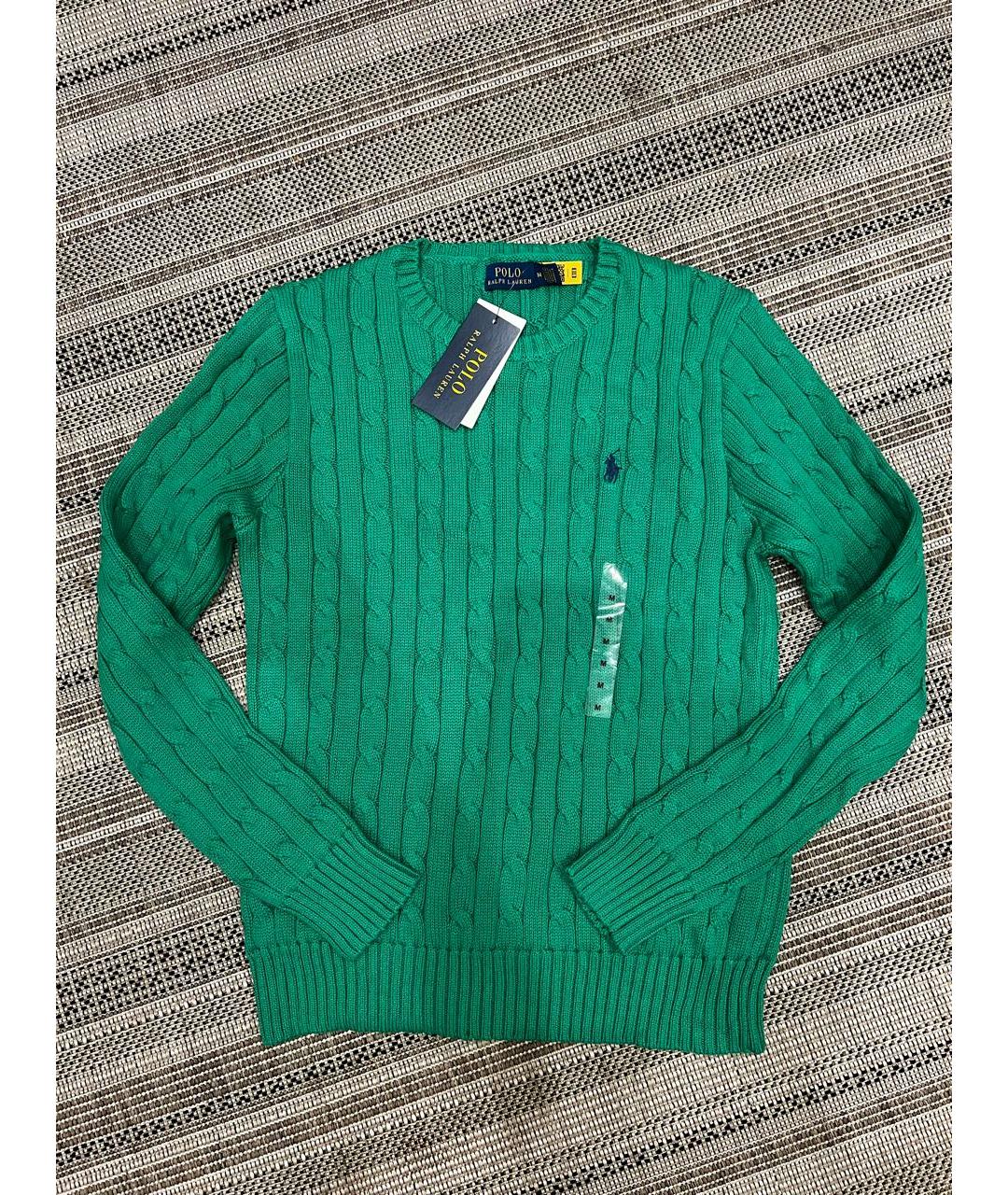 POLO RALPH LAUREN Зеленый хлопковый джемпер / свитер, фото 6