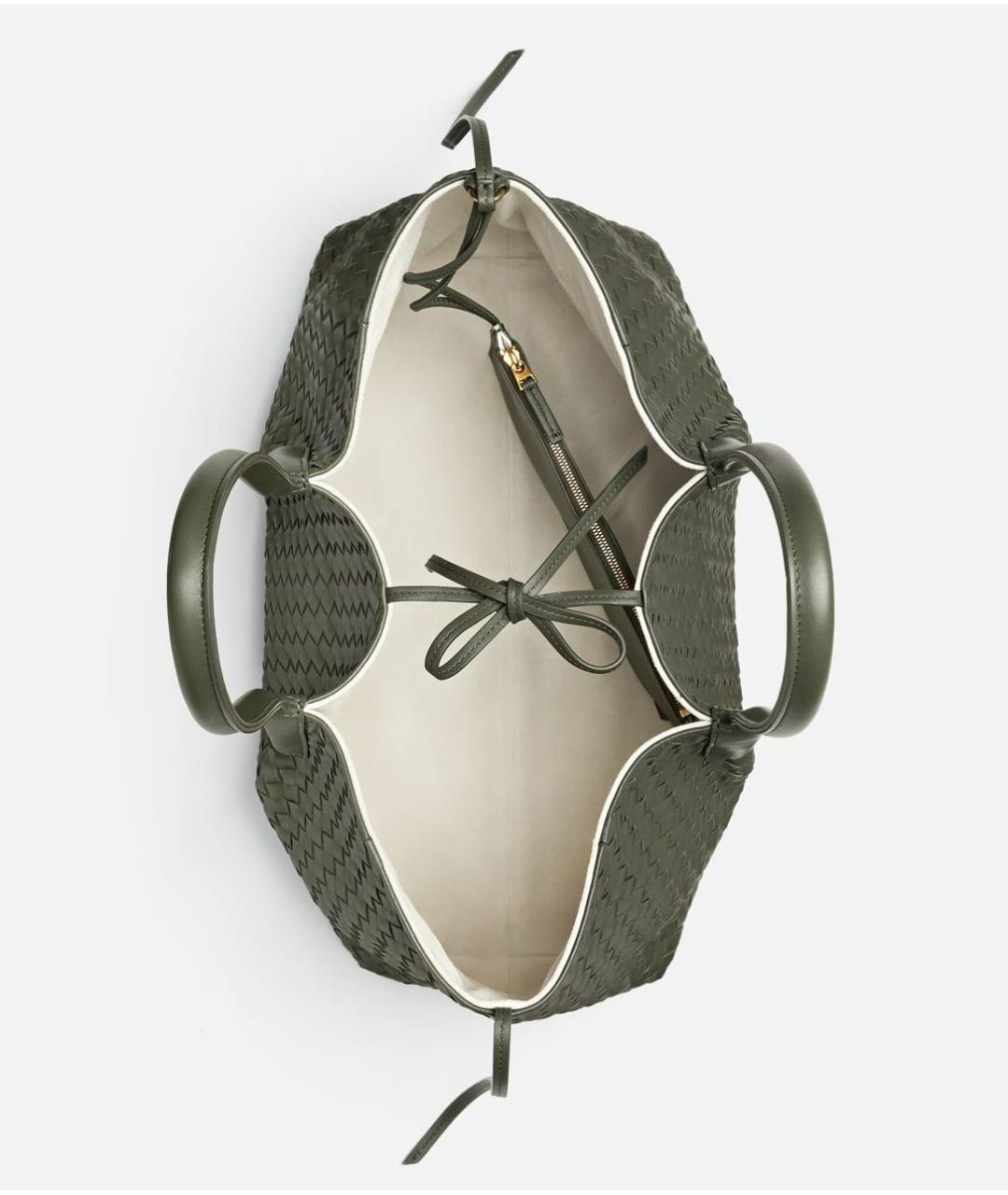 BOTTEGA VENETA Зеленая кожаная сумка с короткими ручками, фото 3