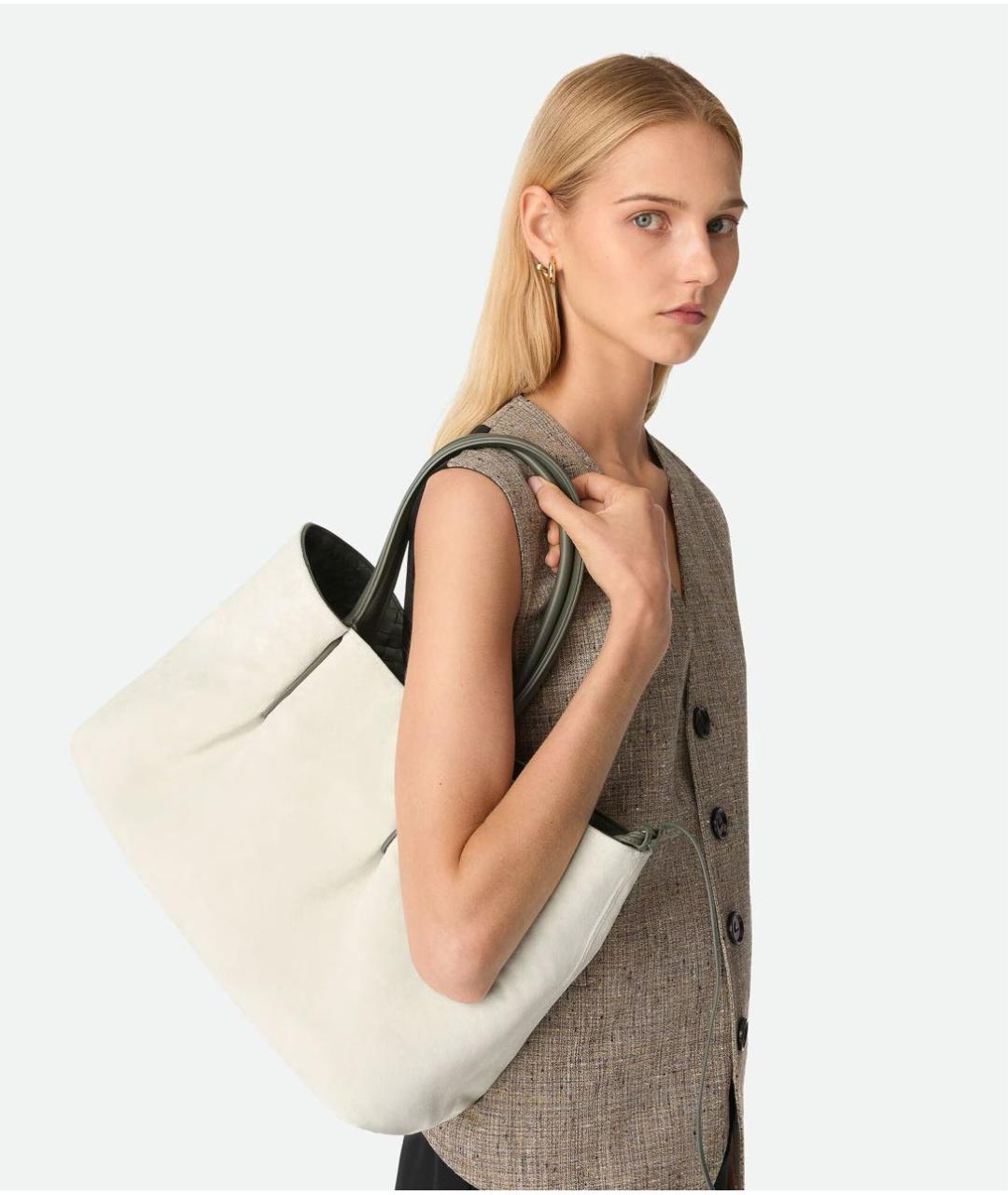 BOTTEGA VENETA Зеленая кожаная сумка с короткими ручками, фото 6