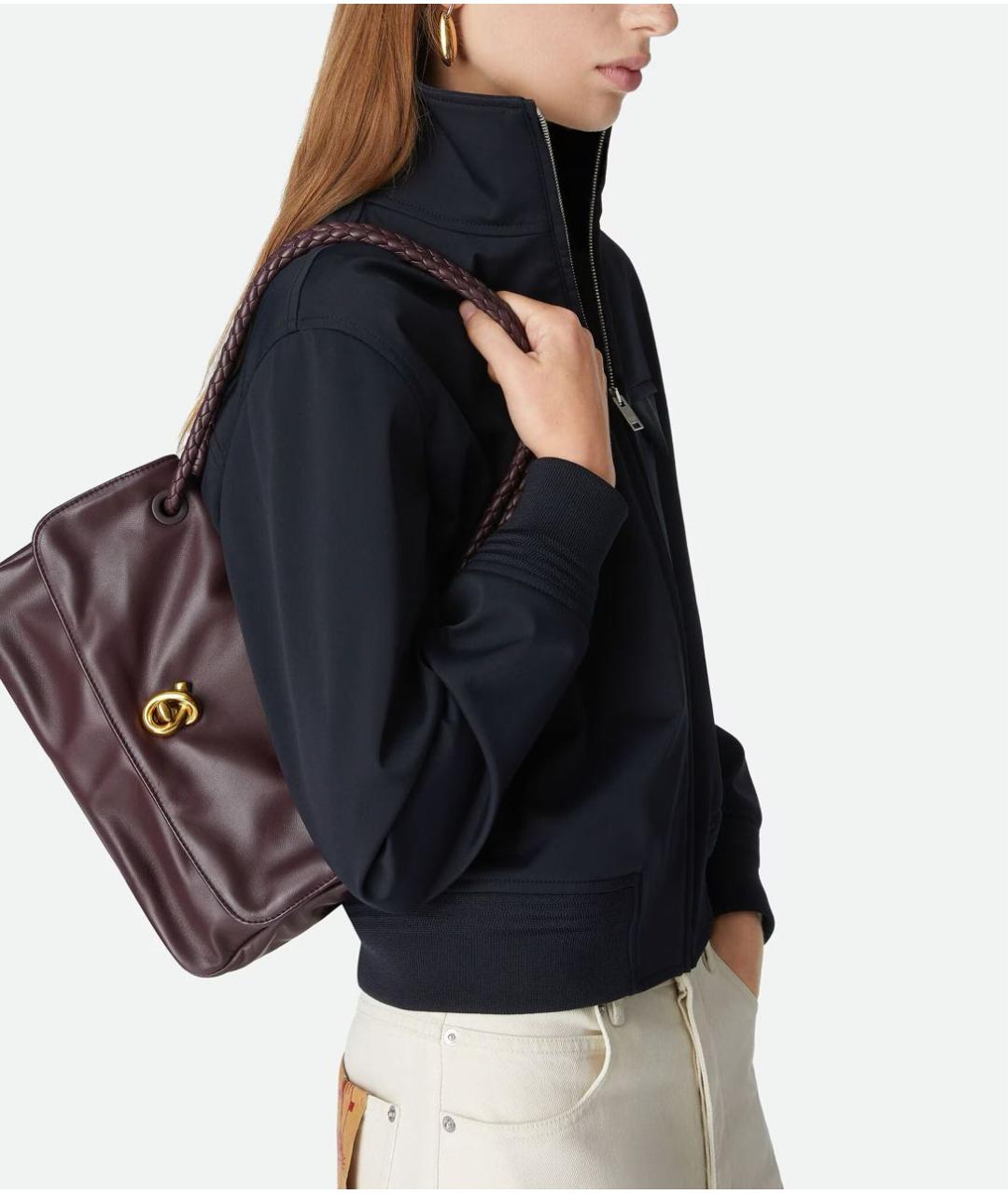 BOTTEGA VENETA Бордовая кожаная сумка через плечо, фото 2