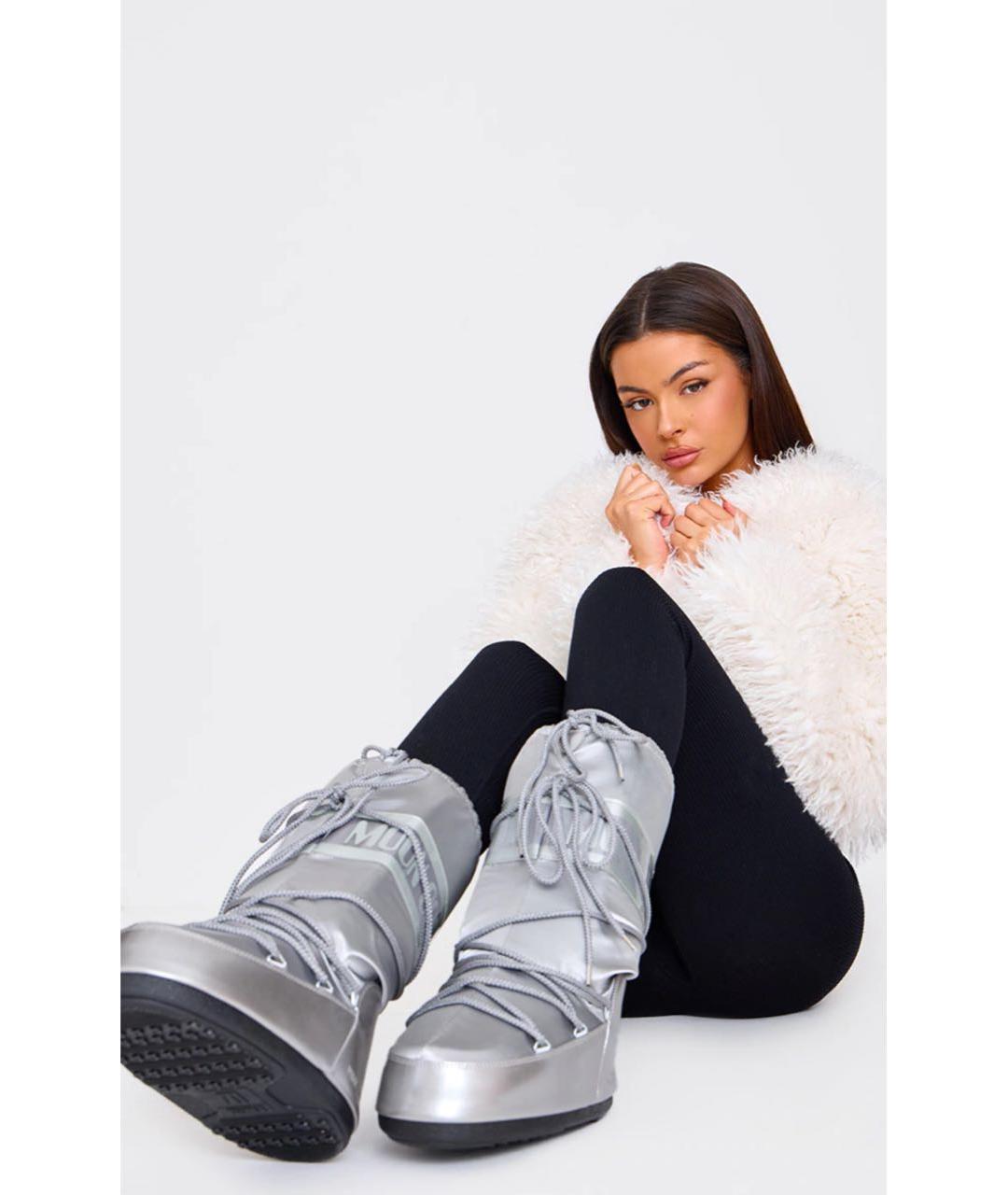 MOON BOOT Серебряные синтетические сапоги, фото 7