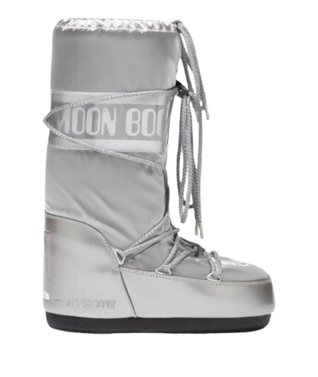 MOON BOOT Серебряные синтетические сапоги, фото 1