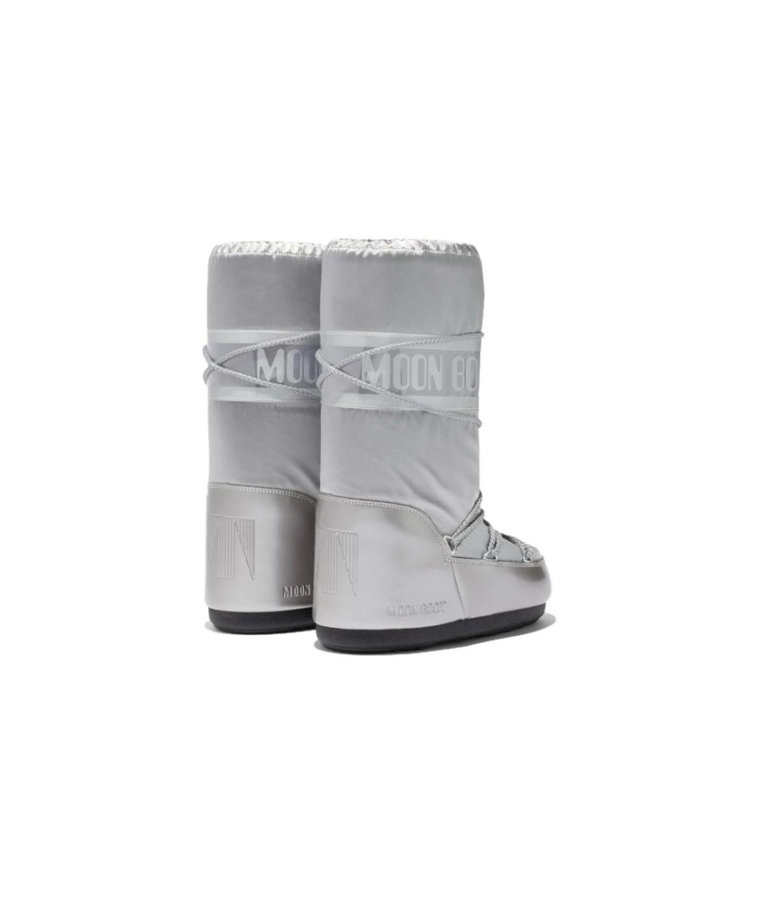 MOON BOOT Серебряные синтетические сапоги, фото 4