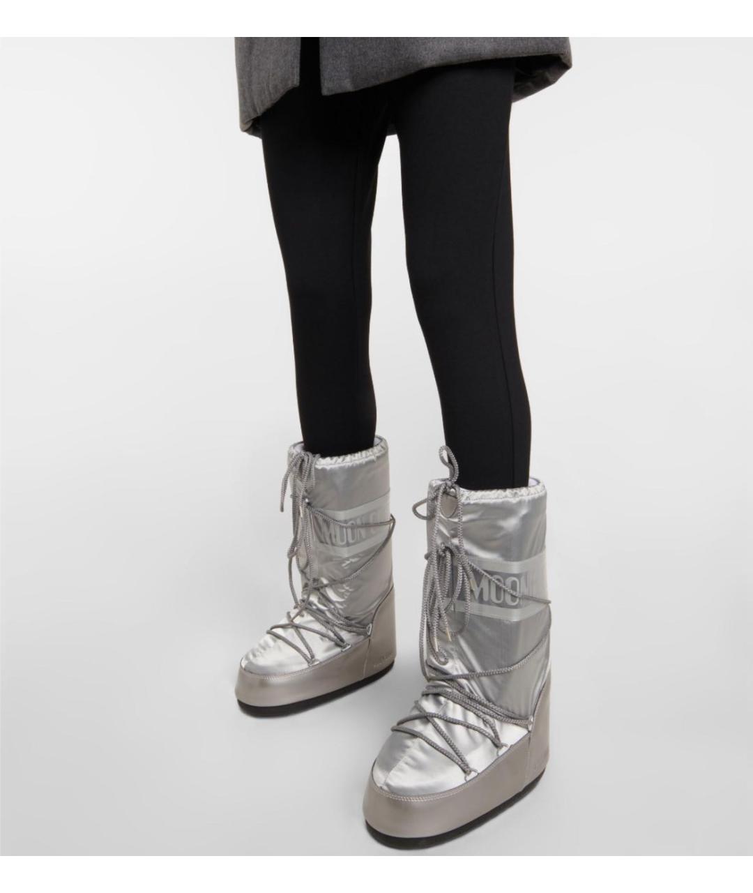 MOON BOOT Серебряные синтетические сапоги, фото 5