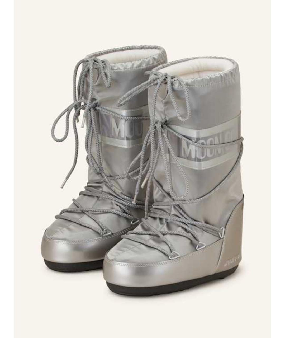 MOON BOOT Серебряные синтетические сапоги, фото 6