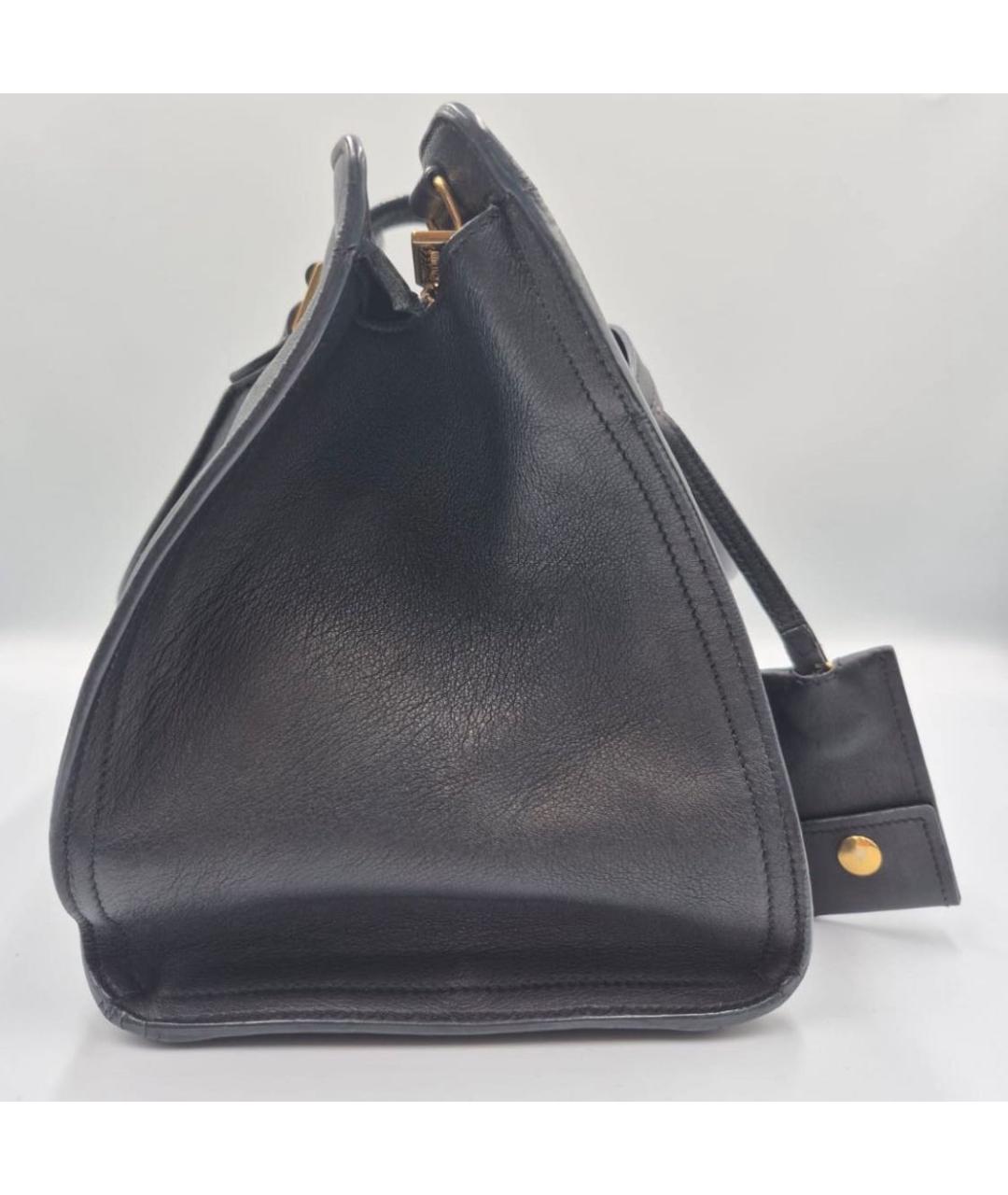 SAINT LAURENT Черная кожаная сумка с короткими ручками, фото 2