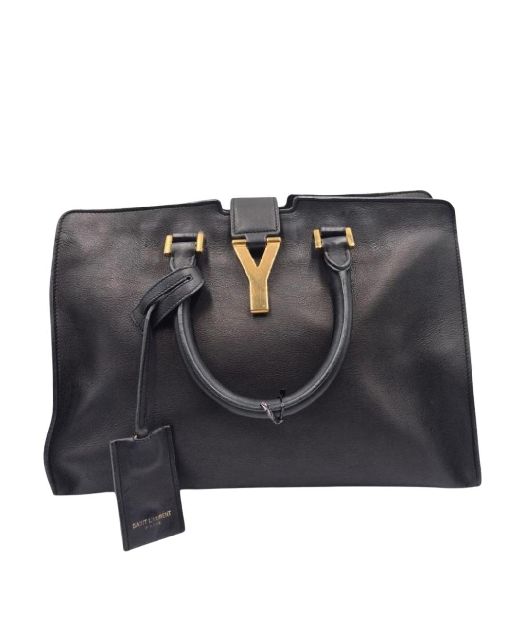 SAINT LAURENT Черная кожаная сумка с короткими ручками, фото 1