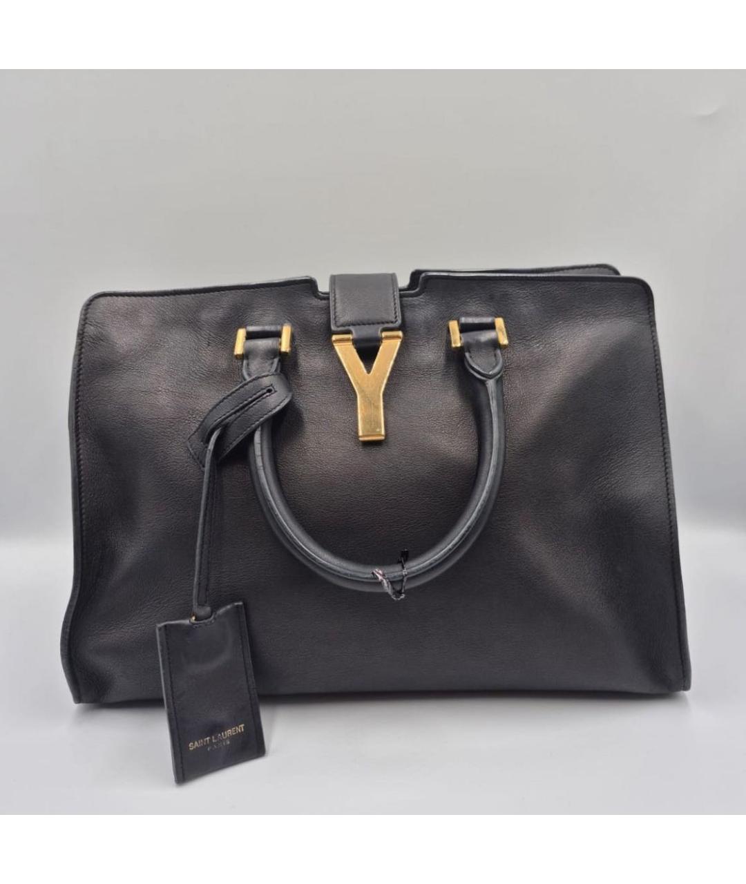 SAINT LAURENT Черная кожаная сумка с короткими ручками, фото 5