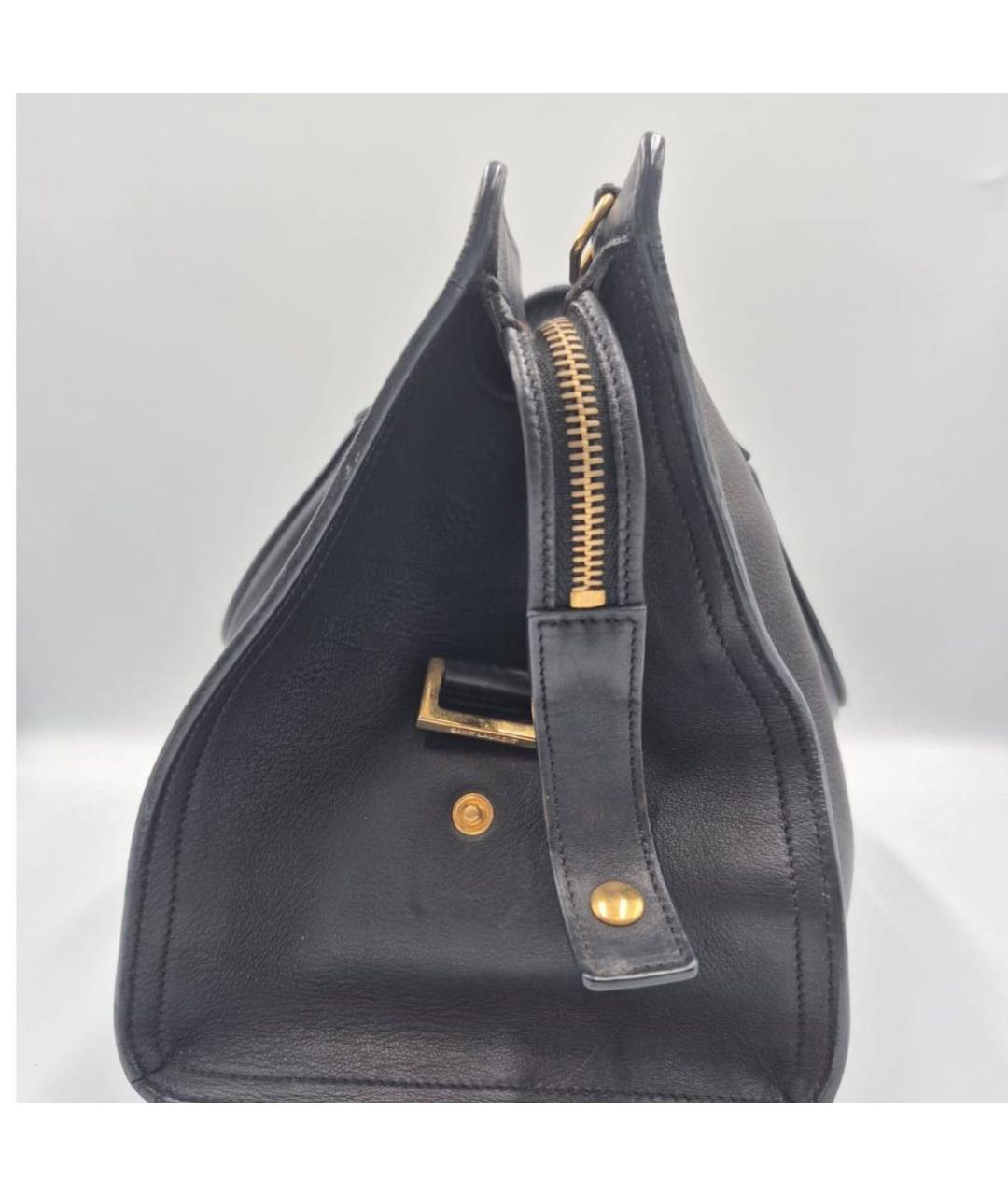 SAINT LAURENT Черная кожаная сумка с короткими ручками, фото 4