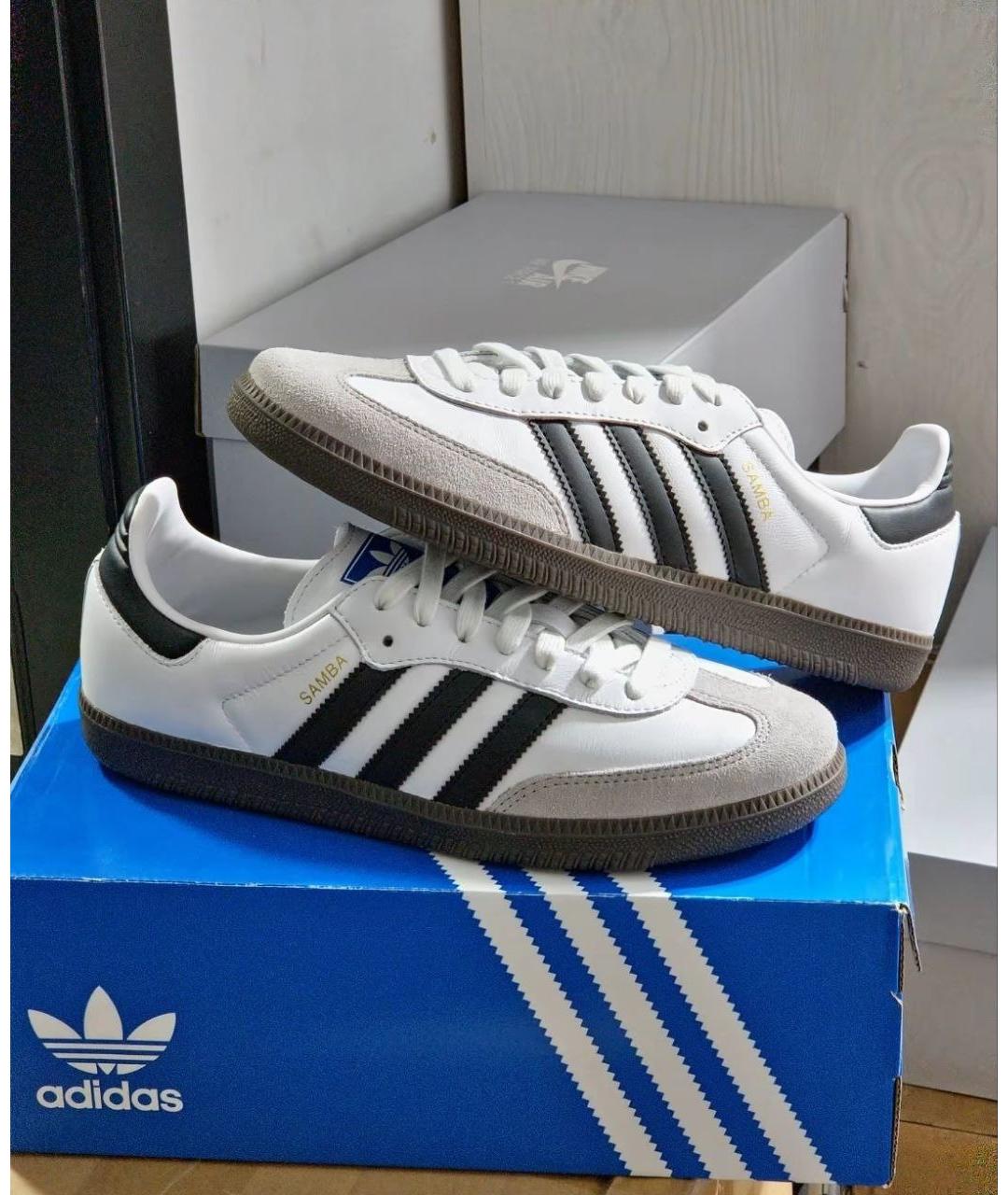 ADIDAS Белые кожаные кроссовки, фото 6