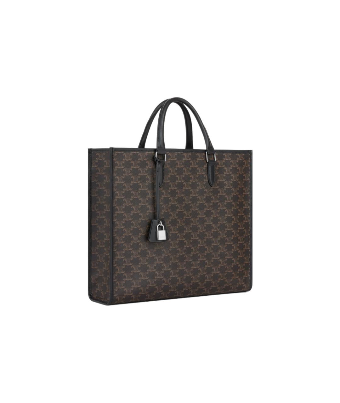 CELINE Коричневая кожаная сумка на плечо, фото 2