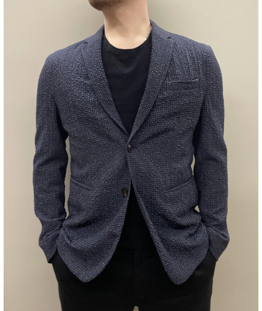 EMPORIO ARMANI Темно-синий шерстяной пиджак, фото 5