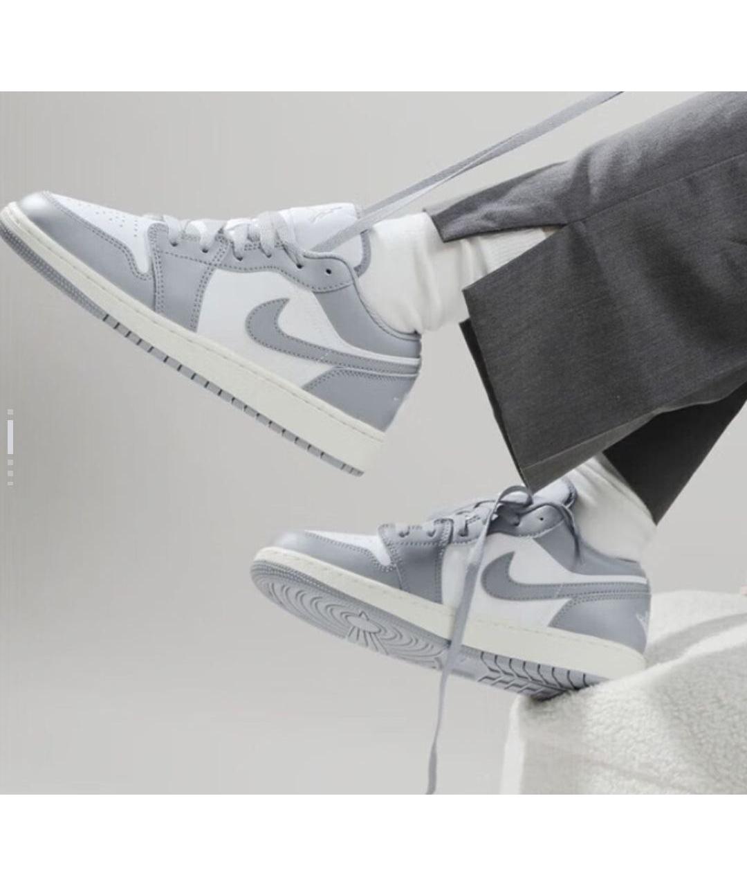 JORDAN Серые кожаные кроссовки, фото 5