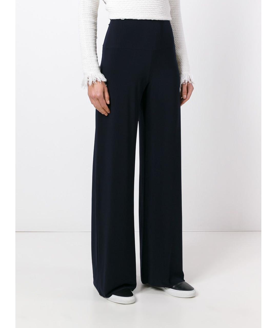 NORMA KAMALI Синие полиэстеровые прямые брюки, фото 3