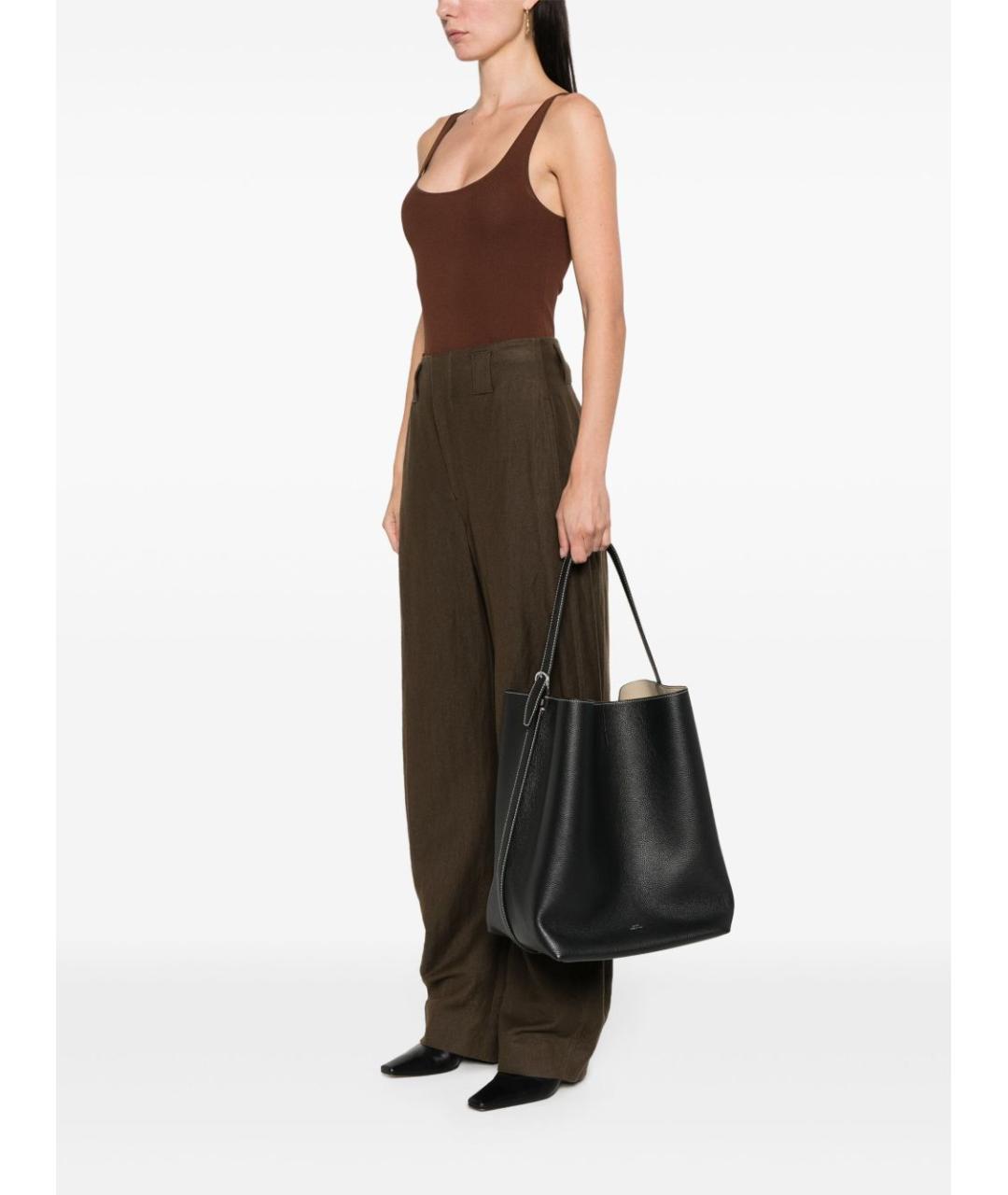 TOTEME Черная кожаная сумка тоут, фото 5