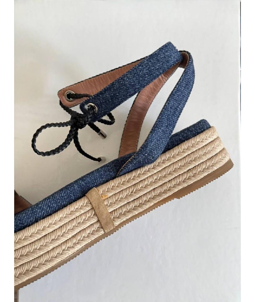 HUGO BOSS Темно-синие текстильные босоножки, фото 8