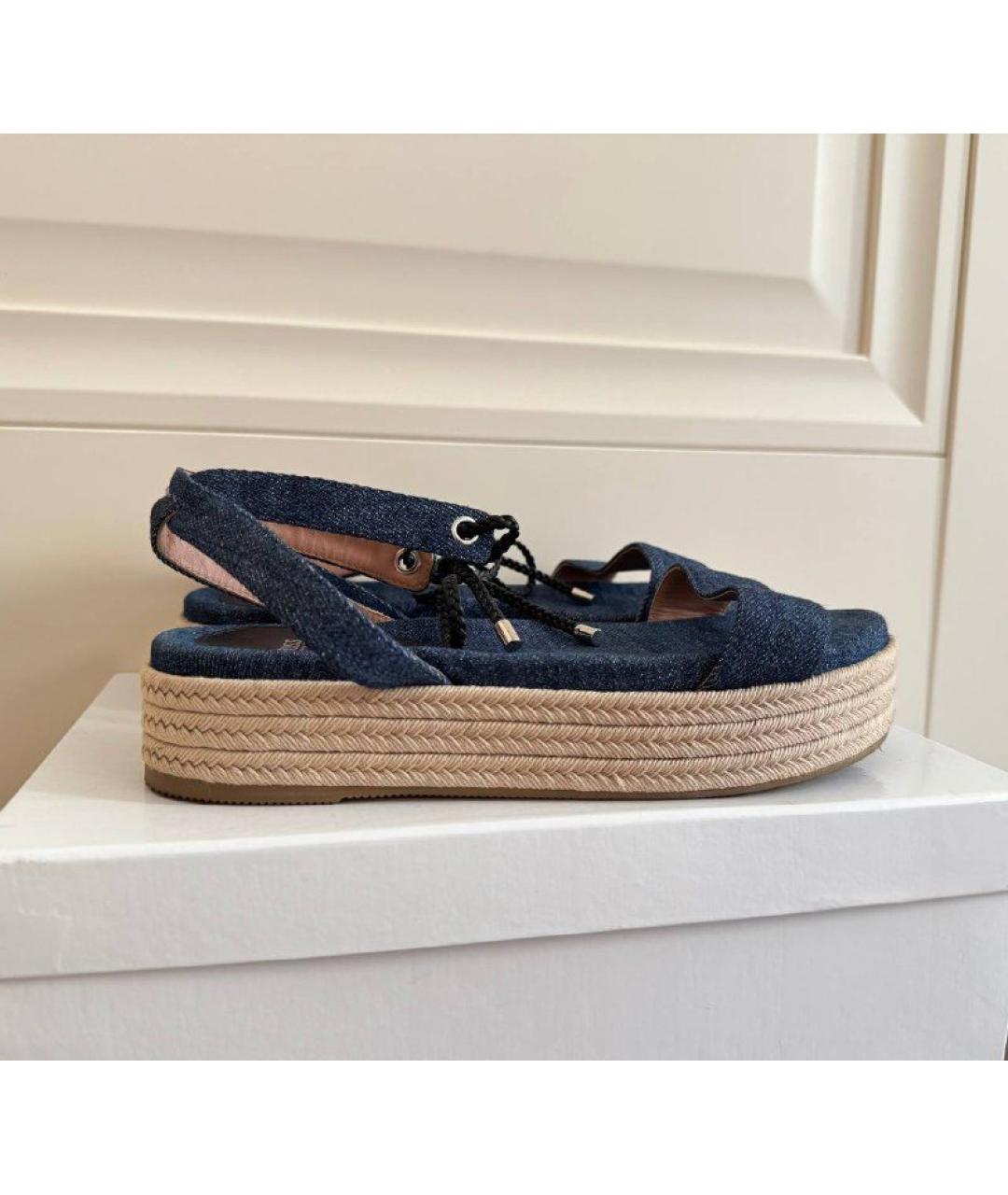 HUGO BOSS Темно-синие текстильные босоножки, фото 9