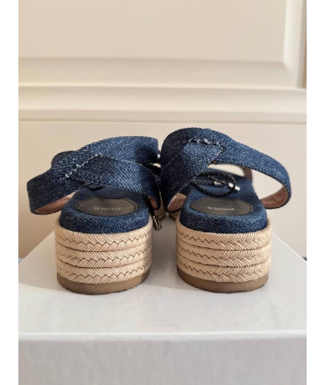 HUGO BOSS Темно-синие текстильные босоножки, фото 4